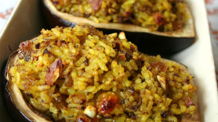 Aubergines farcies au riz